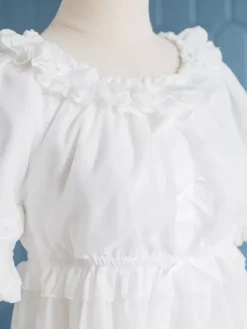ROCOCO Style Lolita Blouses White Lolita Top Long Sleeves Ruffles Lolita Shirt