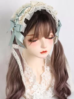 ROCOCO Style Lolita Accessories Green Ruffles Lace Headwear Polyester Miscellaneous