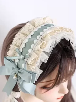 ROCOCO Style Lolita Accessories Green Ruffles Lace Headwear Polyester Miscellaneous