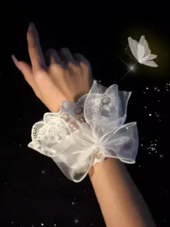 ROCOCO Style Lolita Accessories White Ruffles Bows Oversleeves Polyester Miscellaneous