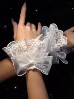 ROCOCO Style Lolita Accessories White Ruffles Bows Oversleeves Polyester Miscellaneous