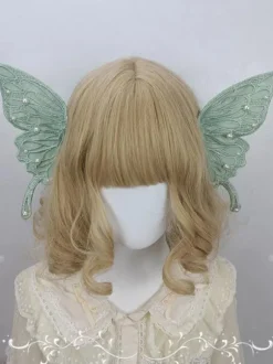 ROCOCO Style Lolita Accessories Light Sky Blue Pearls Headwear Butterfly Pattern Miscellaneous