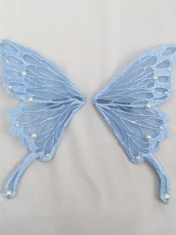 ROCOCO Style Lolita Accessories Light Sky Blue Pearls Headwear Butterfly Pattern Miscellaneous