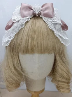 ROCOCO Style Lolita Accessories Cameo Pink Lace Bows Headwear Miscellaneous