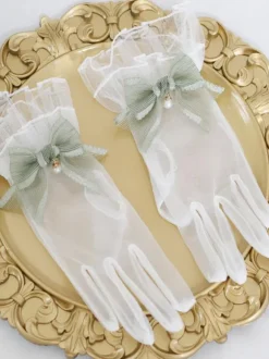 ROCOCO Style Lolita Accessories Deep Blue Bows Pearls Polyester Fiber Accessory Miscellaneous