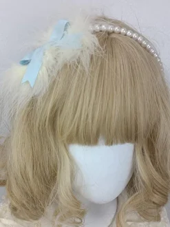 ROCOCO Style Lolita Accessories Ecru White Feathers Bows Headwear Miscellaneous