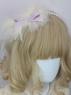 ROCOCO Style Lolita Accessories Ecru White Feathers Bows Headwear Miscellaneous