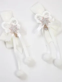ROCOCO Style Lolita Accessories White Pom Poms Bows Headwear Miscellaneous