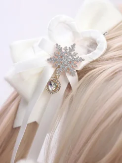 ROCOCO Style Lolita Accessories White Pom Poms Bows Headwear Miscellaneous