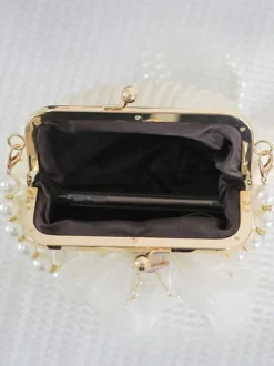 ROCOCO Style Lolita Bag Bow Black Rhinestones Pearls Accessory Polyester Lolita Accessories