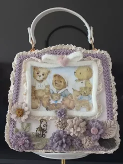 ROCOCO Style Lolita Bag Coffee Brown Polyester Flowers Bows Polyester Fiber Handbag Lolita Accessories