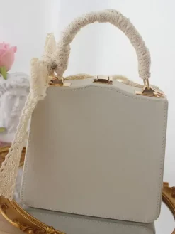 ROCOCO Style Lolita Bag Coffee Brown Polyester Flowers Bows Polyester Fiber Handbag Lolita Accessories