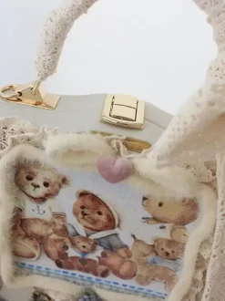 ROCOCO Style Lolita Bag Coffee Brown Polyester Flowers Bows Polyester Fiber Handbag Lolita Accessories