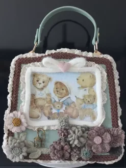 ROCOCO Style Lolita Bag Coffee Brown Polyester Flowers Bows Polyester Fiber Handbag Lolita Accessories