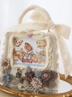 ROCOCO Style Lolita Bag Coffee Brown Polyester Flowers Bows Polyester Fiber Handbag Lolita Accessories