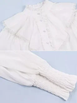 ROCOCO Style Lolita Blouses Ruffles Long Sleeves Blouse Lolita Top White Lolita Shirt