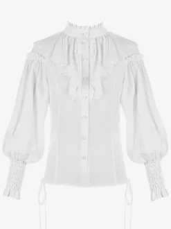 ROCOCO Style Lolita Blouses Ruffles Long Sleeves Blouse Lolita Top White Lolita Shirt