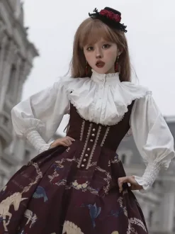 ROCOCO Style Lolita Blouses Ruffles Long Sleeves Blouse Lolita Top White Lolita Shirt