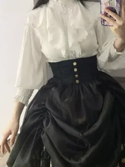 ROCOCO Style Lolita Blouses Ruffles Long Sleeves Blouse Lolita Top White Lolita Shirt