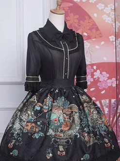 ROCOCO Style Lolita Blouses Ruffles Lace Lolita Top Half Sleeves Blouse White Lolita Shirt