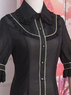 ROCOCO Style Lolita Blouses Ruffles Lace Lolita Top Half Sleeves Blouse White Lolita Shirt
