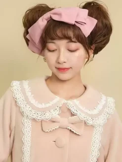 ROCOCO Style Lolita Coats Pink Coat Bows Ruffles Overcoat Polyester Winter Lolita Outwears