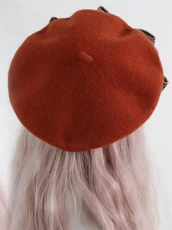 ROCOCO Style Lolita Hat Bows Accessory Plaid Polyester Mahogany Lolita Accessories