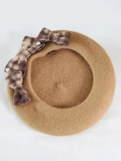 ROCOCO Style Lolita Hat Bows Accessory Plaid Polyester Mahogany Lolita Accessories