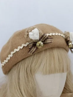 ROCOCO Style Lolita Hat Bows Ruffles Accessory Polyester Mahogany Lolita Accessories