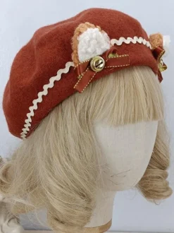 ROCOCO Style Lolita Hat Bows Ruffles Accessory Polyester Mahogany Lolita Accessories