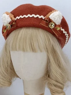ROCOCO Style Lolita Hat Bows Ruffles Accessory Polyester Mahogany Lolita Accessories