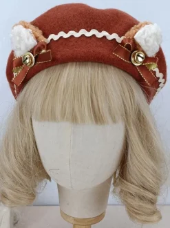 ROCOCO Style Lolita Hat Bows Ruffles Accessory Polyester Mahogany Lolita Accessories