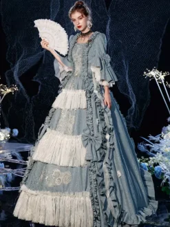 Rococo Victorian Retro Costume Dress Layered Ruffles Cosplay Costume Carnival