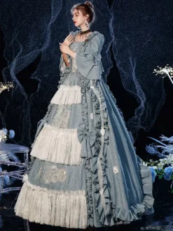 Rococo Victorian Retro Costume Dress Layered Ruffles Cosplay Costume Carnival