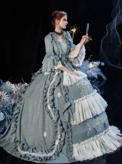 Rococo Victorian Retro Costume Dress Layered Ruffles Cosplay Costume Carnival