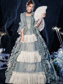 Rococo Victorian Retro Costume Dress Layered Ruffles Cosplay Costume Carnival