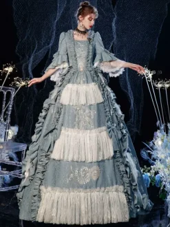 Rococo Victorian Retro Costume Dress Layered Ruffles Cosplay Costume Carnival