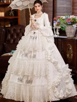 Rococo Victorian White Retro Tudor Dress Costumes For Women Dress Burgundy