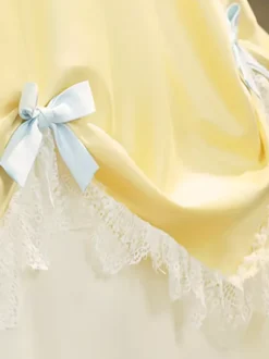 Rococo Women's Dress Vintage Short Sleeve Color Block Ruffles Bows Ball Gown