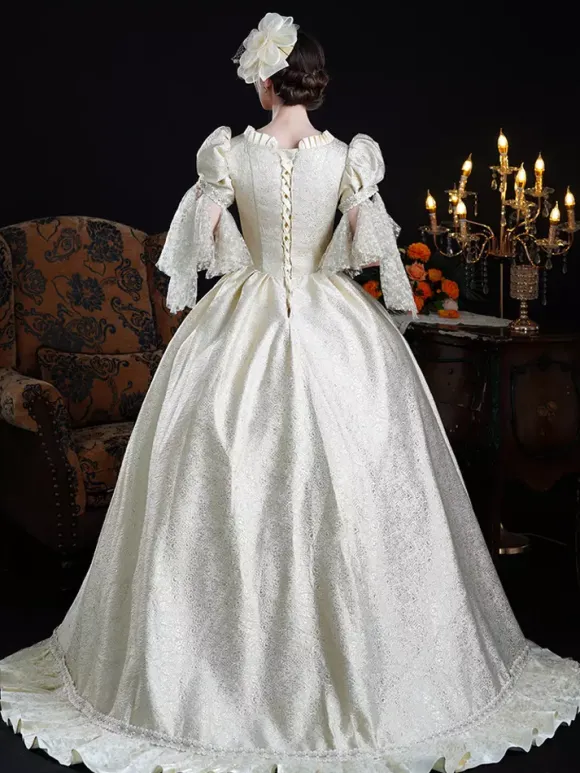 Rococo Women's Dress Vintage Lace Ruffles Short Sleeve Ball Gown