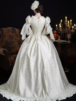 Rococo Women's Dress Vintage Lace Ruffles Short Sleeve Ball Gown