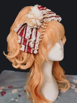 ROCOCO Style Lolita Accessories Infanta Burgundy Lace Bow Bowknot Polyester Miscellaneous