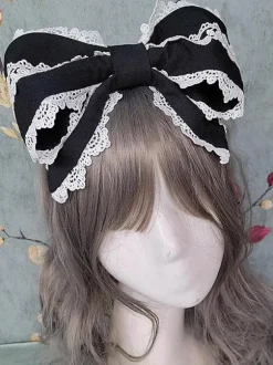 ROCOCO Style Lolita Accessories Infanta Black Lace Ruffles Headwear Polyester Miscellaneous