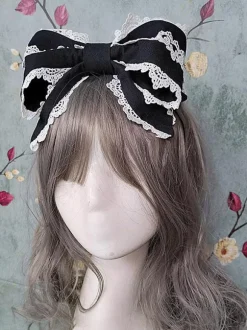 ROCOCO Style Lolita Accessories Infanta Black Lace Ruffles Headwear Polyester Miscellaneous