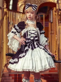 ROCOCO Style Lolita Accessories Infanta Black Lace Ruffles Headwear Polyester Miscellaneous