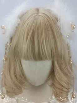 ROCOCO Style Lolita Accessories White Feathers Chains Pearls Headwear Miscellaneous