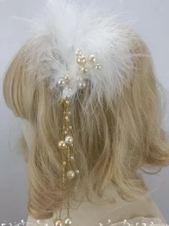 ROCOCO Style Lolita Accessories White Feathers Chains Pearls Headwear Miscellaneous