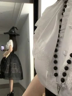 ROCOCO Style Lolita Blouses Lolita Top Ruffles Short Sleeves Blouse White Lolita Shirt