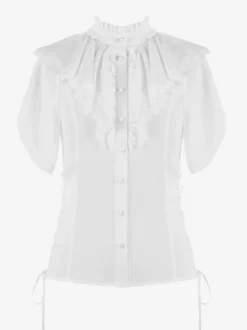 ROCOCO Style Lolita Blouses Lolita Top Ruffles Short Sleeves Blouse White Lolita Shirt