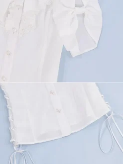 ROCOCO Style Lolita Blouses Lolita Top Ruffles Short Sleeves Blouse White Lolita Shirt